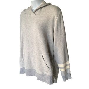Old Navy Heather Gray Hoodie with White Stripes M